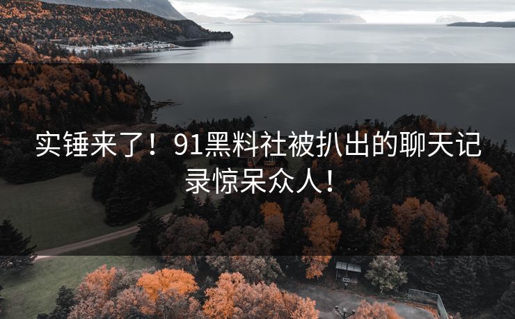 实锤来了！91黑料社被扒出的聊天记录惊呆众人！