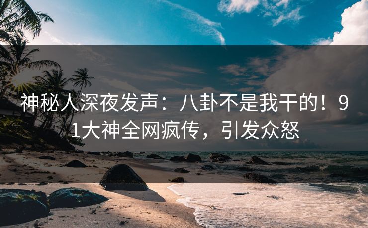 神秘人深夜发声：八卦不是我干的！91大神全网疯传，引发众怒