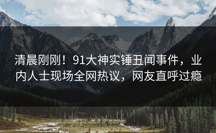 清晨刚刚！91大神实锤丑闻事件，业内人士现场全网热议，网友直呼过瘾