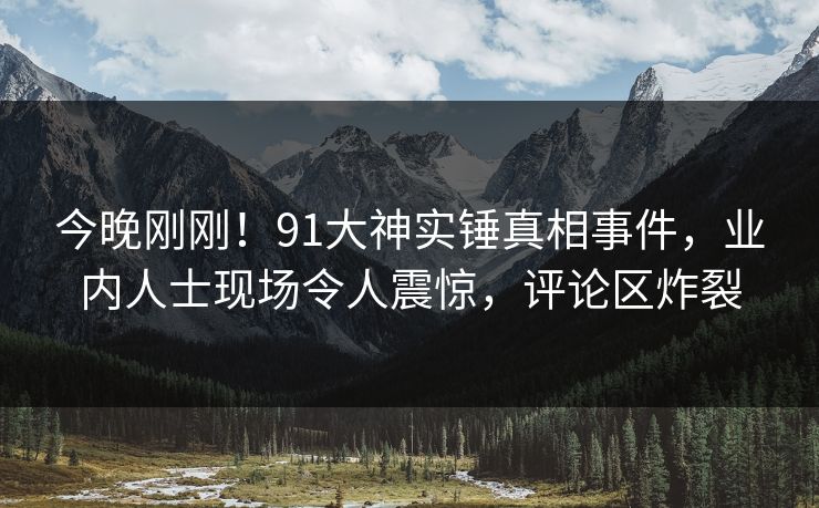 今晚刚刚！91大神实锤真相事件，业内人士现场令人震惊，评论区炸裂