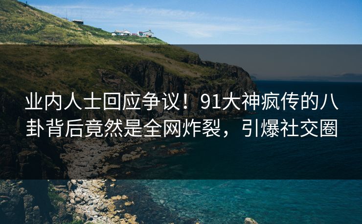 业内人士回应争议！91大神疯传的八卦背后竟然是全网炸裂，引爆社交圈