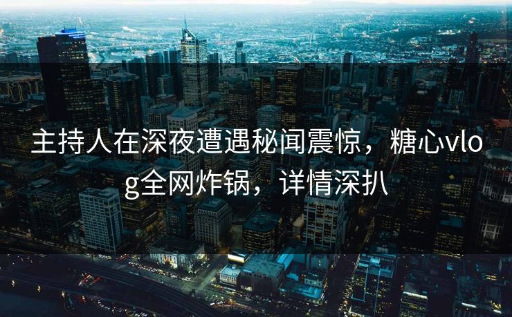 主持人在深夜遭遇秘闻震惊，糖心vlog全网炸锅，详情深扒